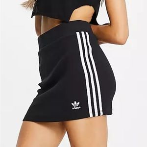 adidas Originals adicolor three stripe ribbed mini skirt in black